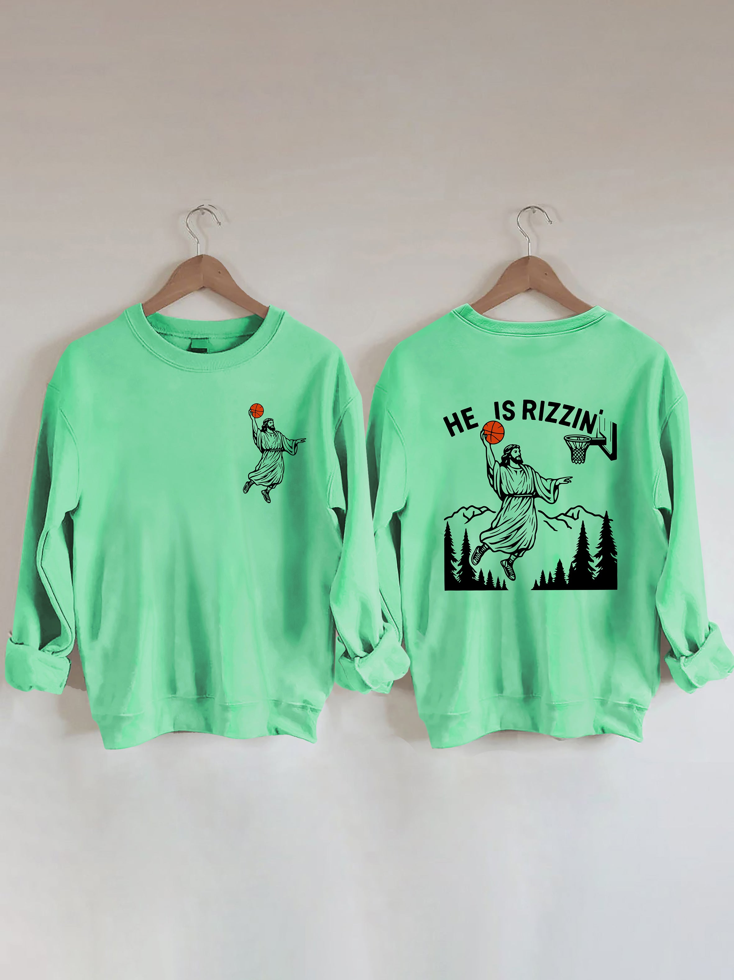 He Is Rizzin' Jesus Basketball Sweatshirt