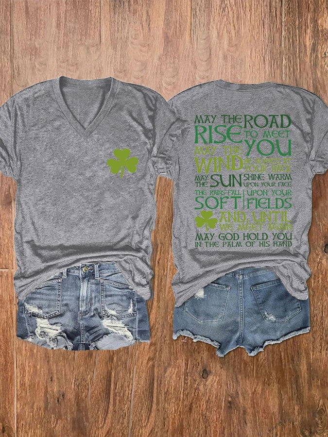 Women's St. Patrick's Day Greetings V-Neck T-Shirt