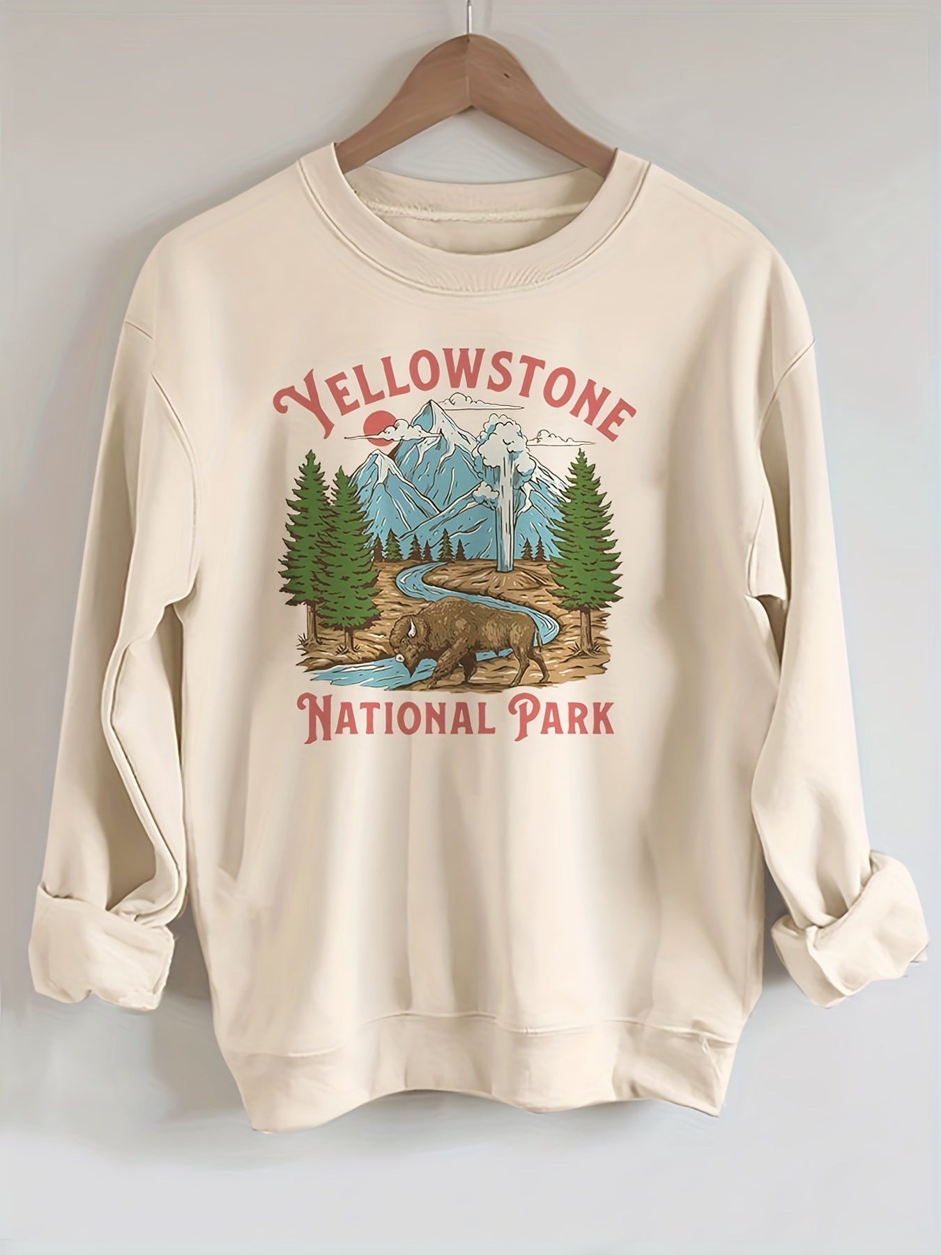 Yellowstone National Park Print Pullover Sweatshirt