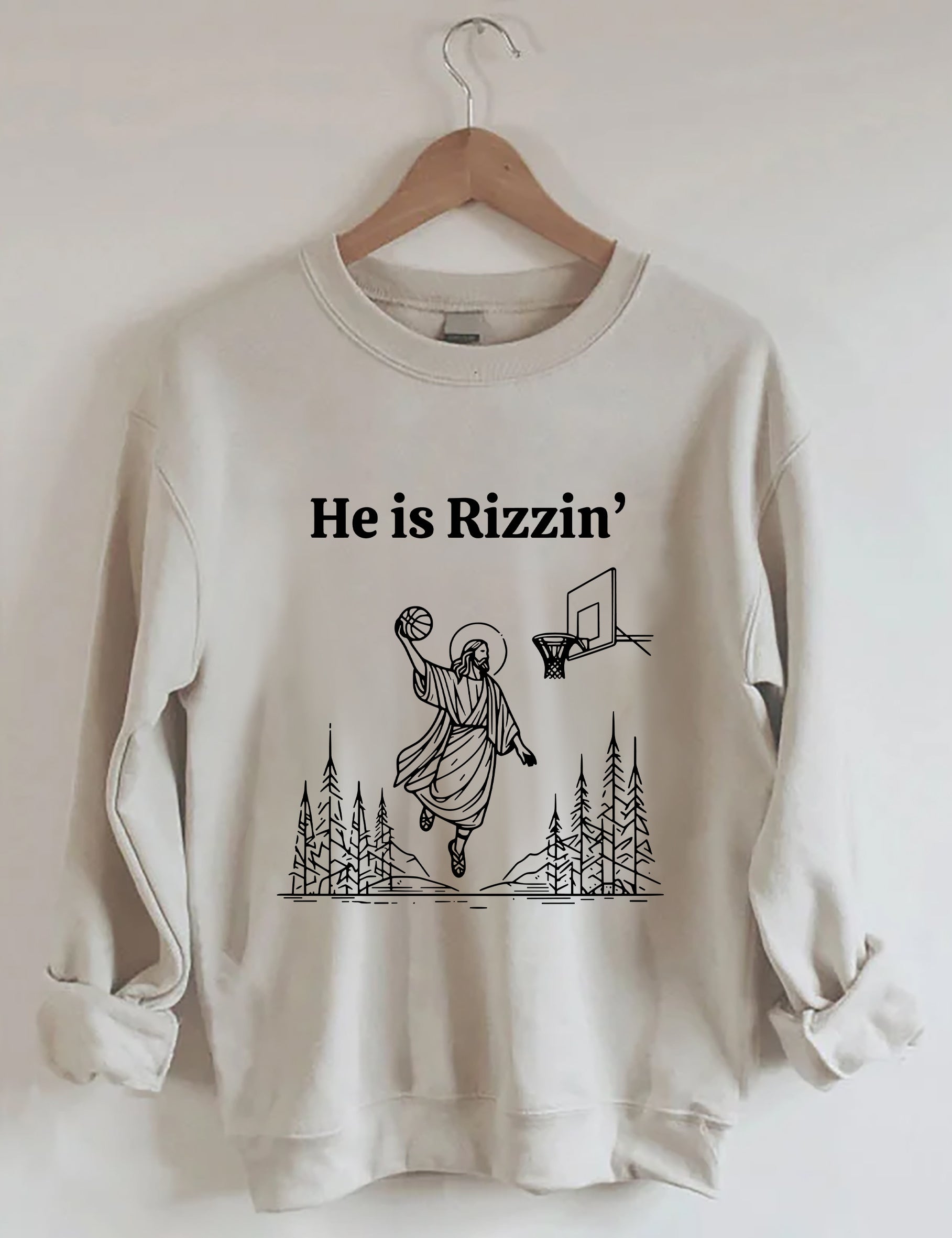 He Is Rizzin' Basketball Sweatshirt