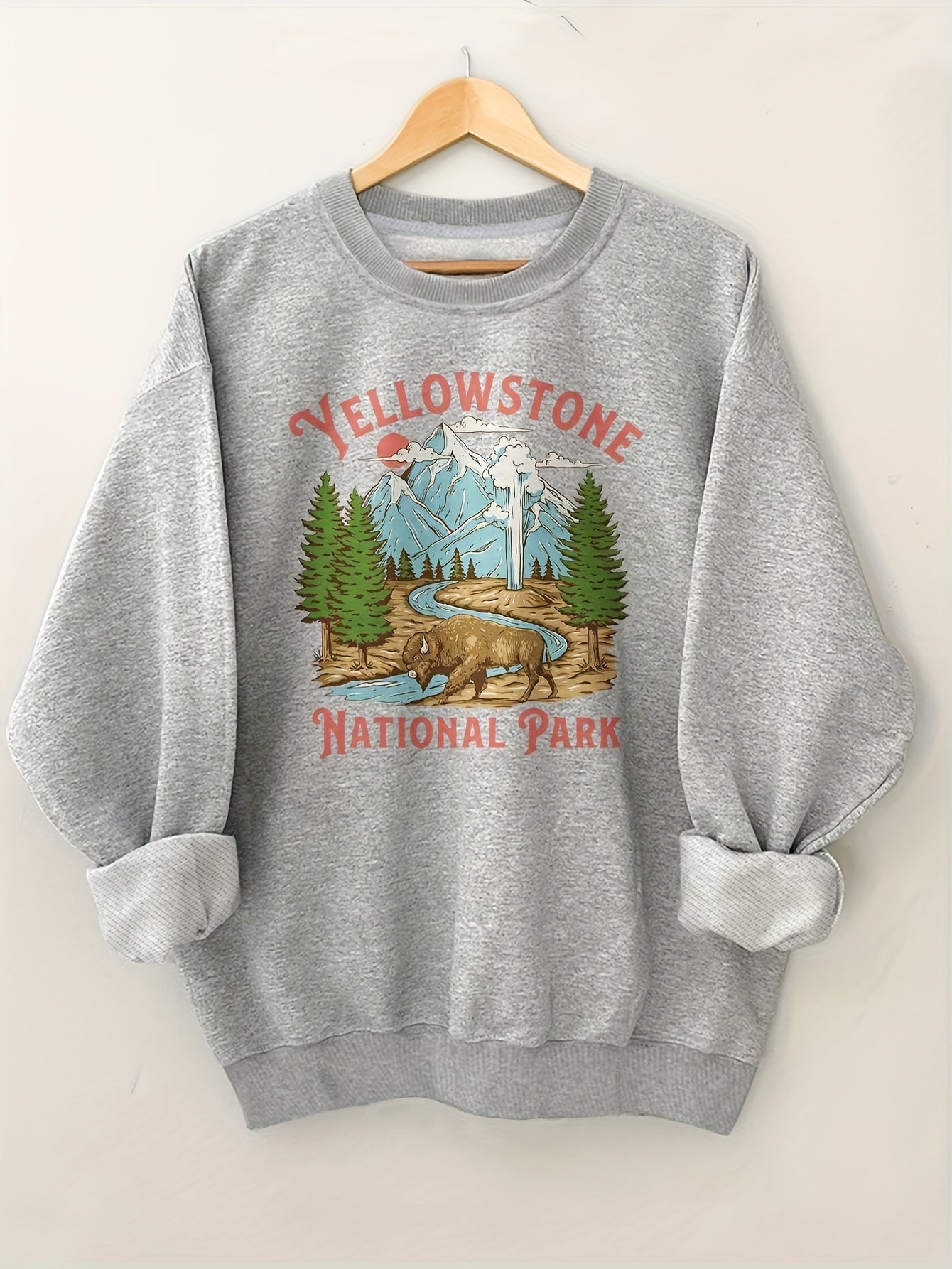 Yellowstone National Park Print Pullover Sweatshirt
