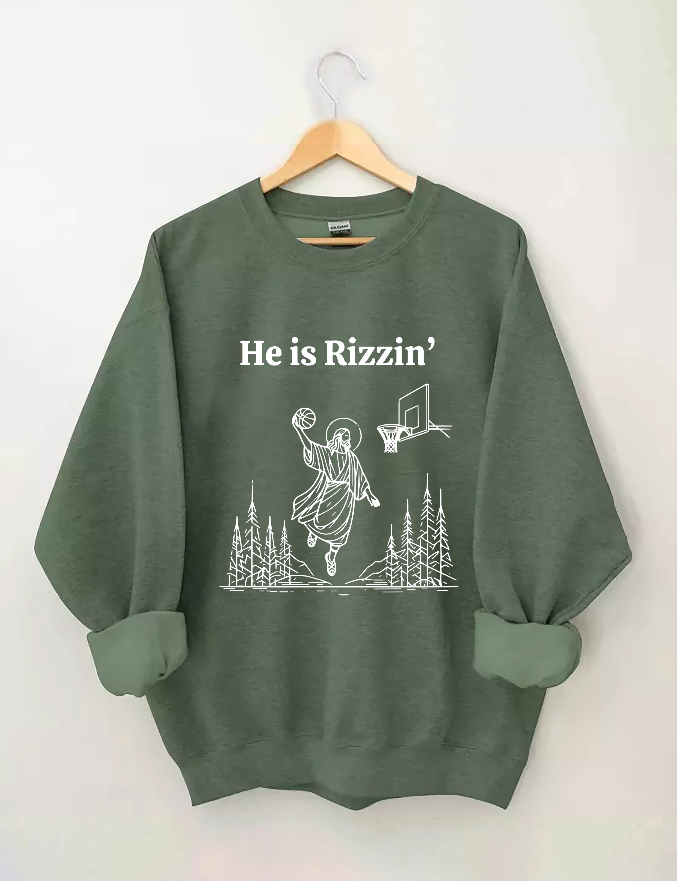 He Is Rizzin' Basketball Sweatshirt