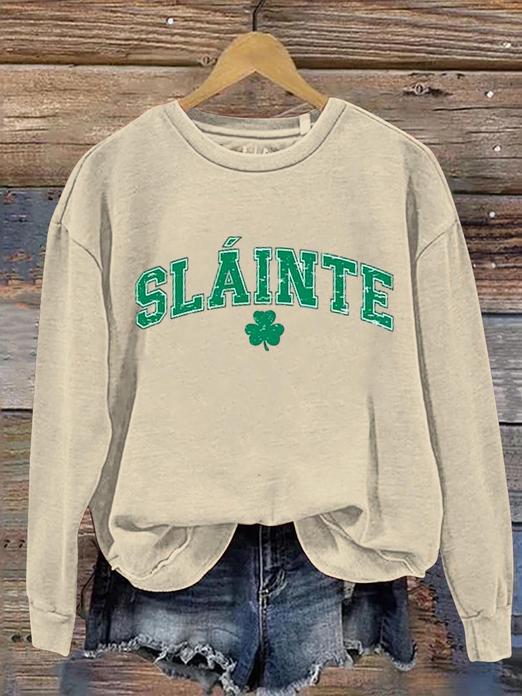 Slainte St. Patrick's Day Art Print Pattern Casual Sweatshirt