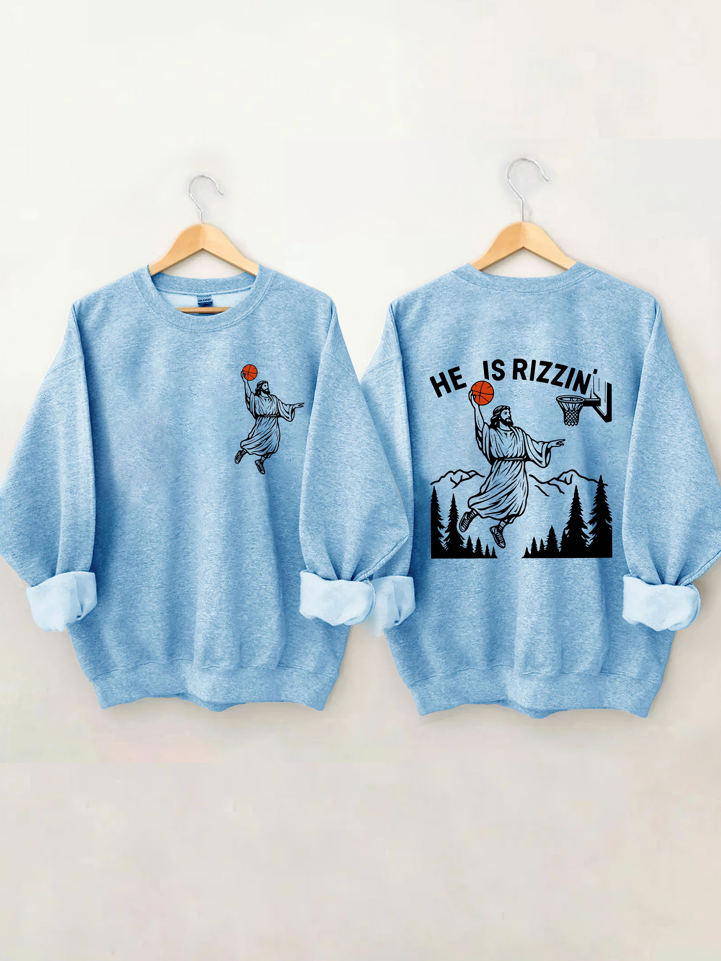 He Is Rizzin' Jesus Basketball Sweatshirt