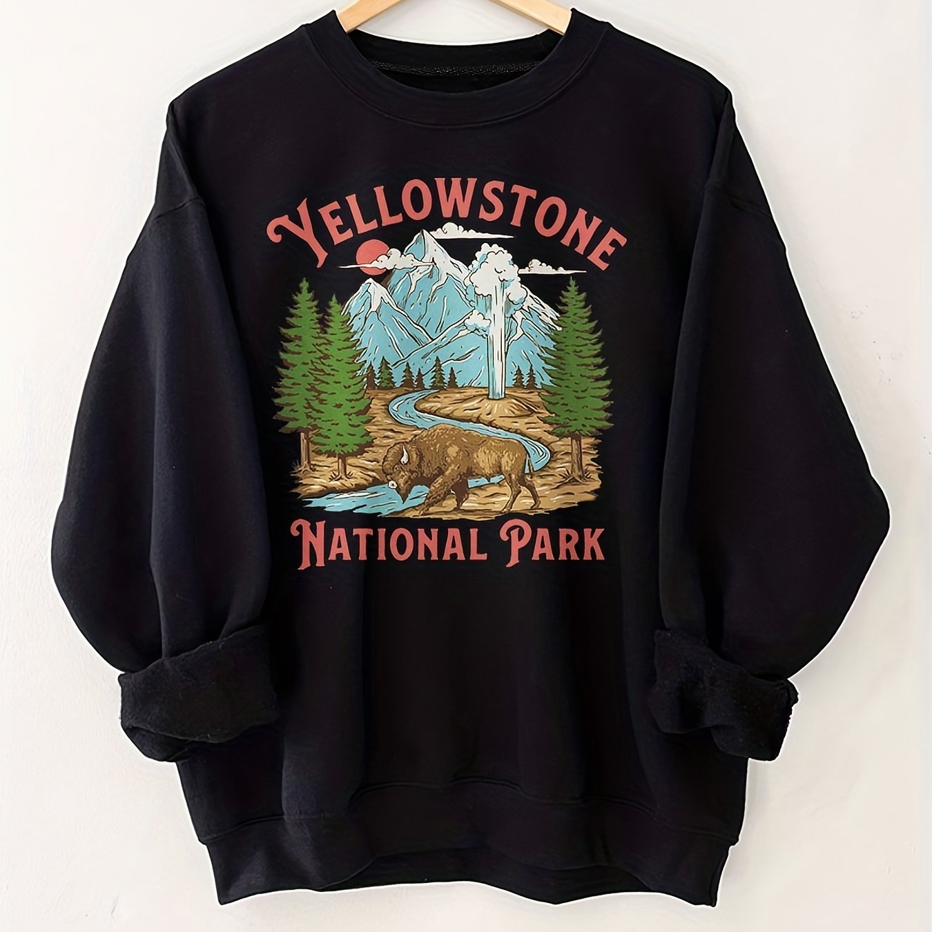 Yellowstone National Park Print Pullover Sweatshirt