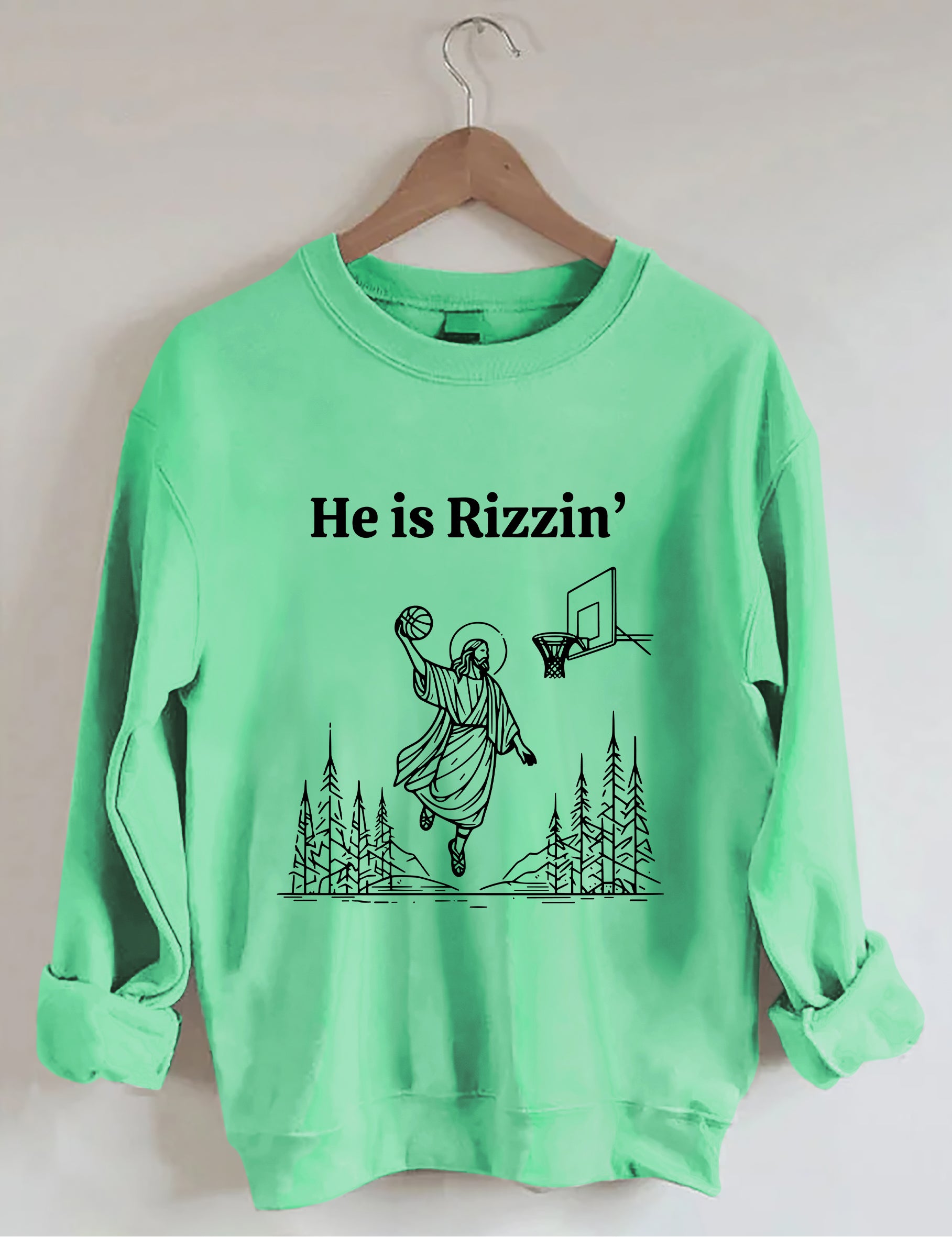 He Is Rizzin' Basketball Sweatshirt