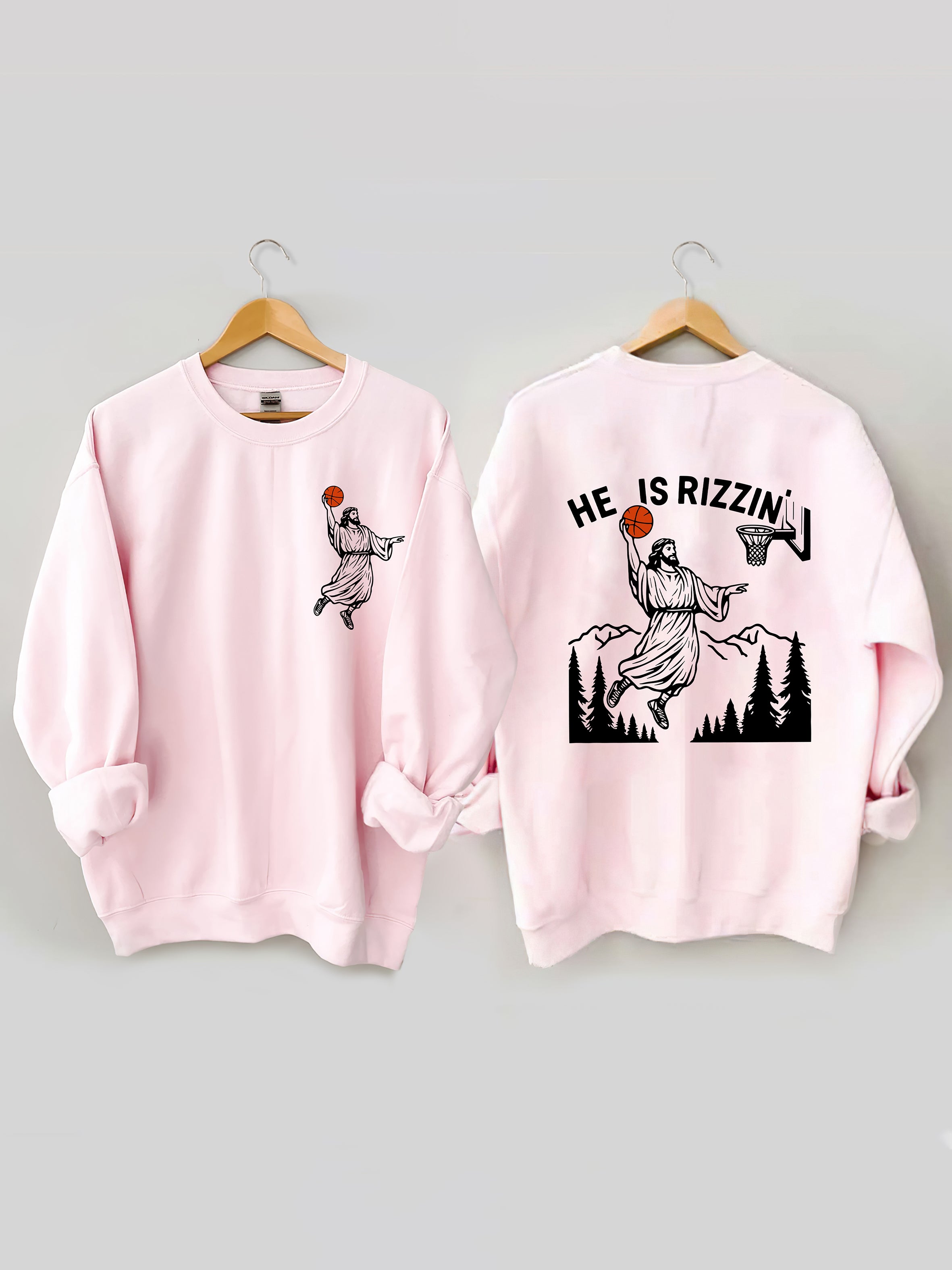 He Is Rizzin' Jesus Basketball Sweatshirt