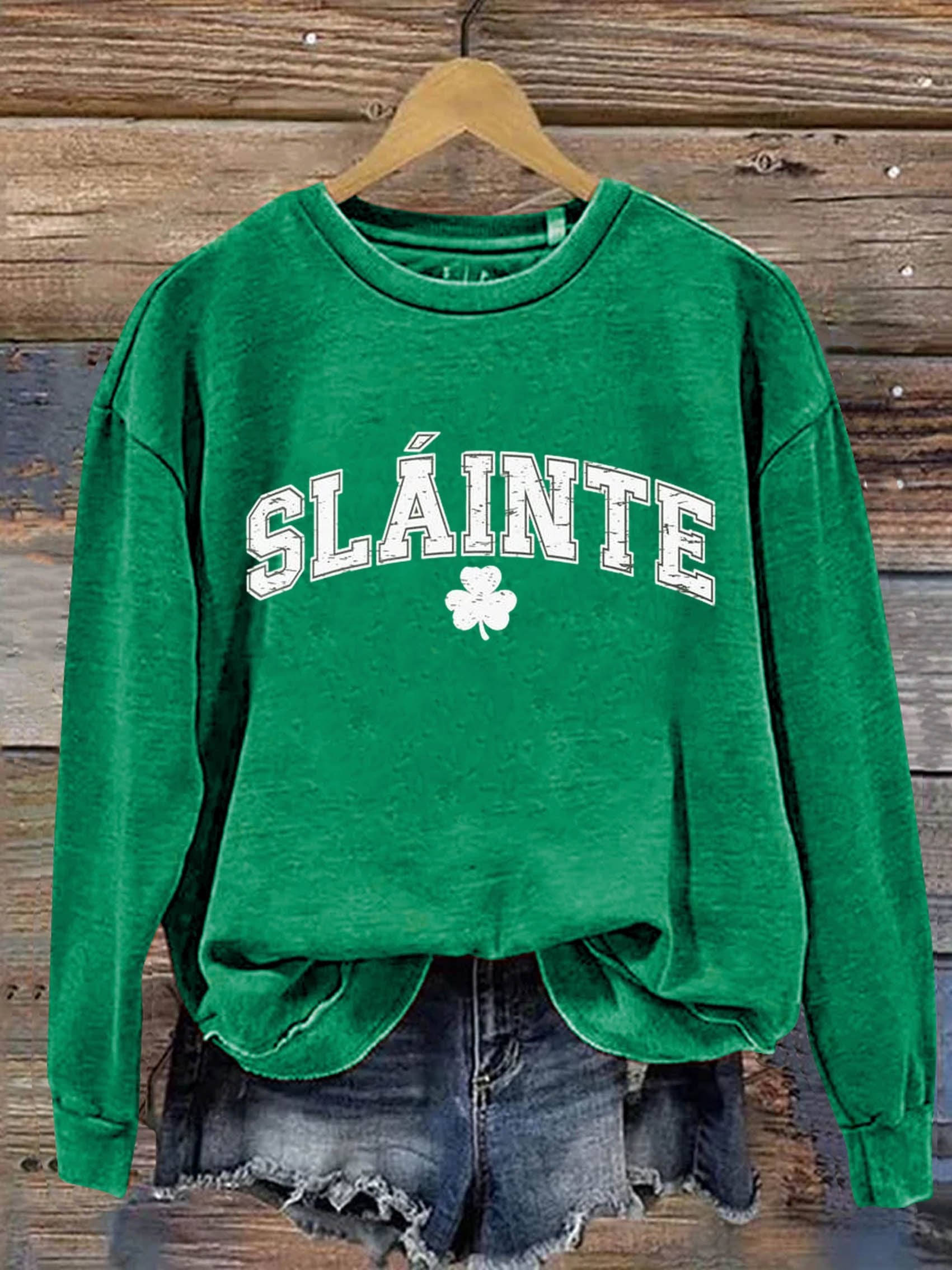 Slainte St. Patrick's Day Art Print Pattern Casual Sweatshirt