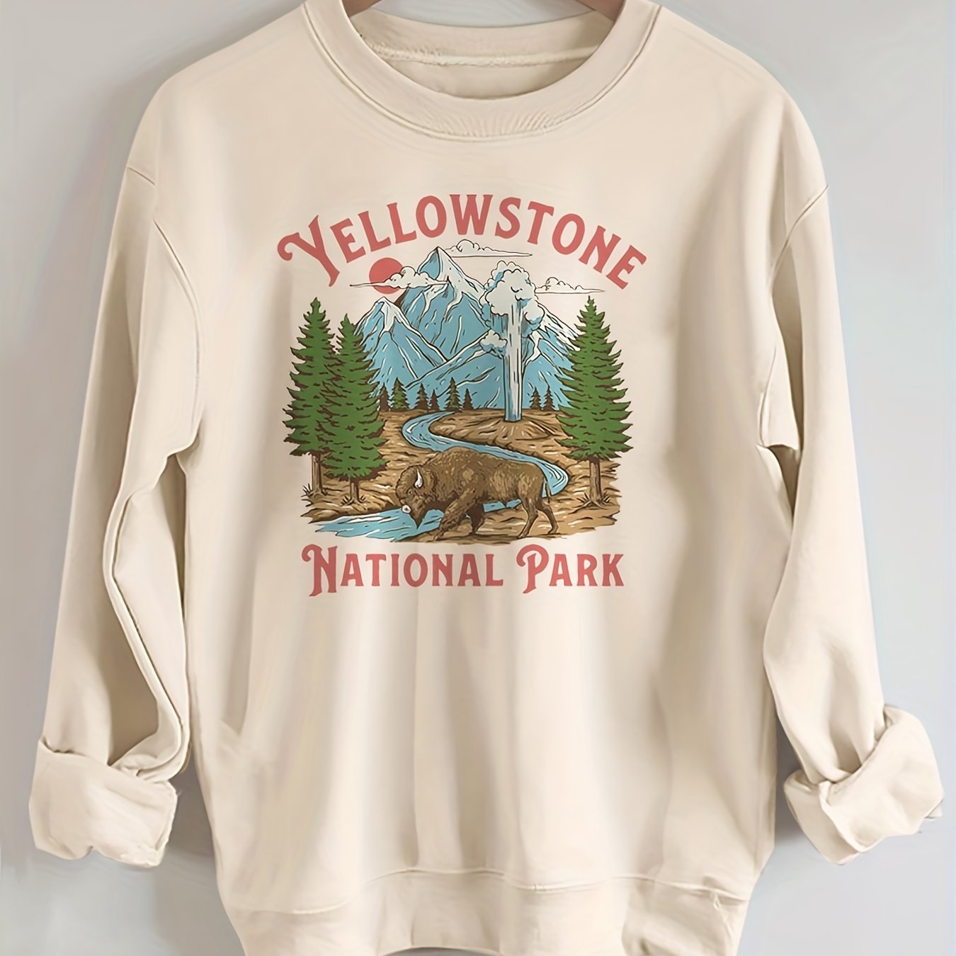 Yellowstone National Park Print Pullover Sweatshirt