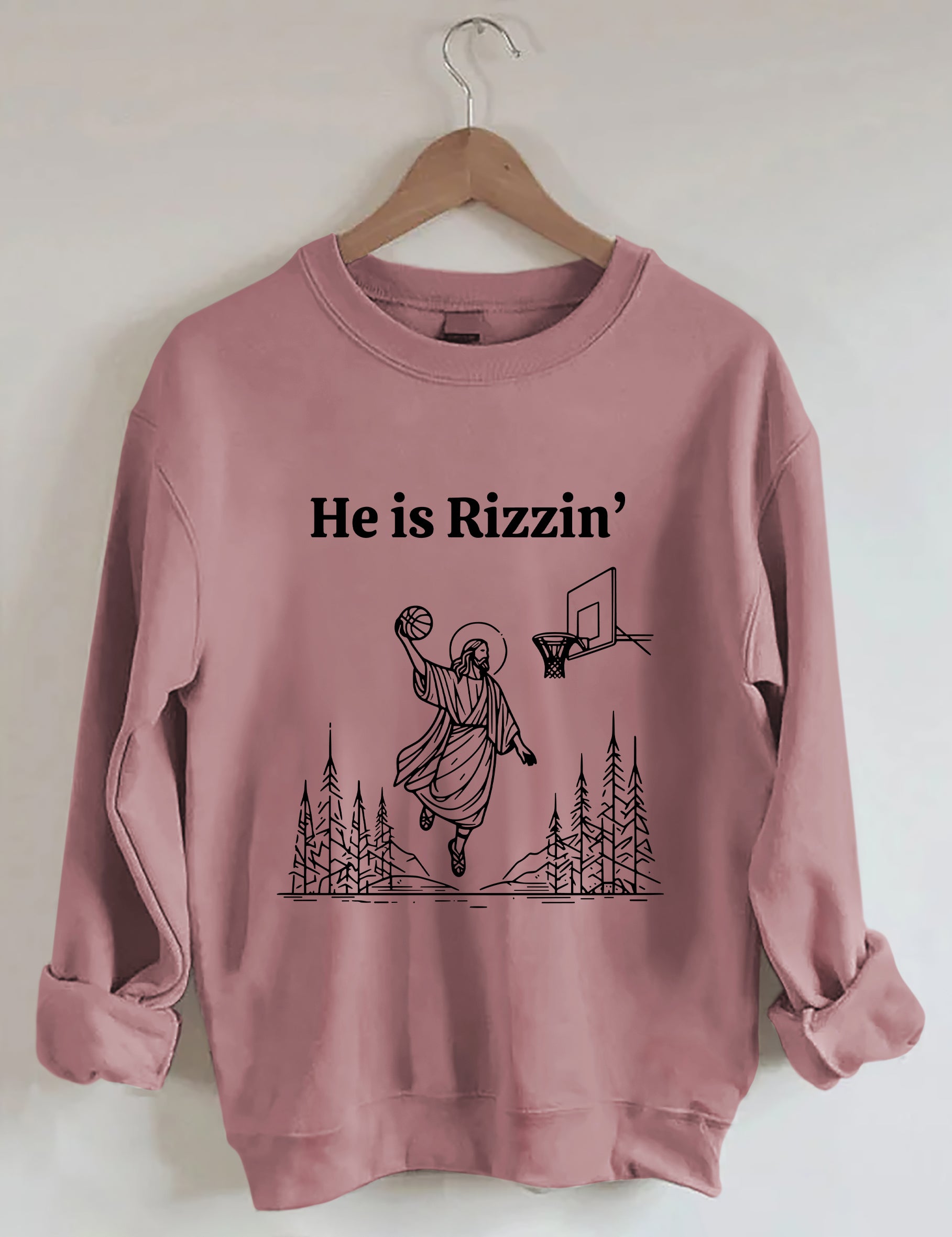 He Is Rizzin' Basketball Sweatshirt