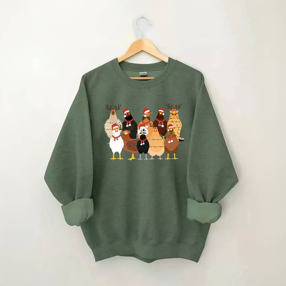 Cute Christmas Chickens Sweatshirt