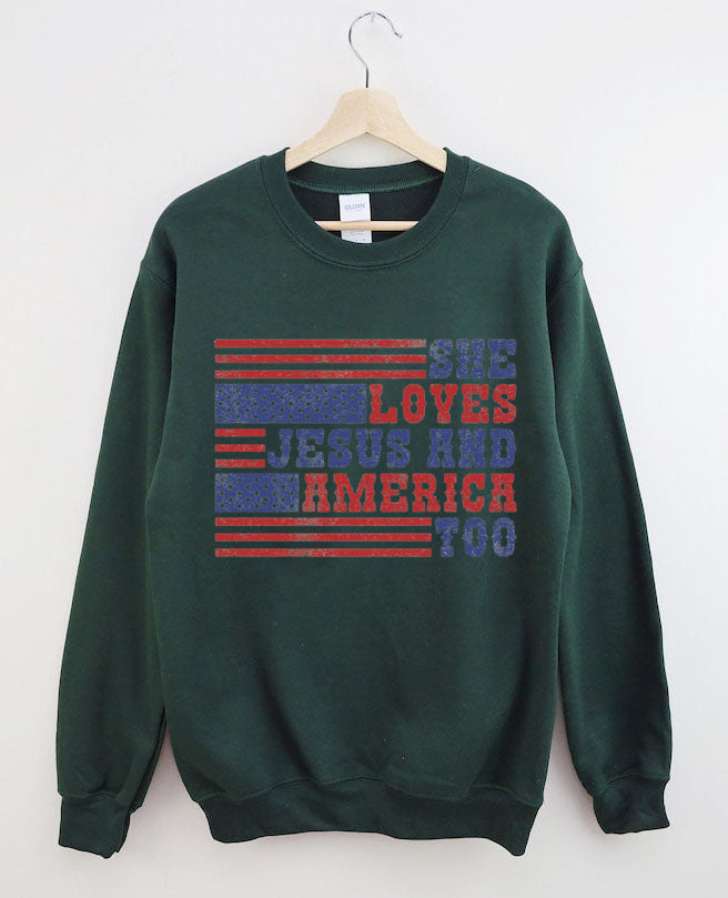 She Loves Jesus And America Too Sweatshirt