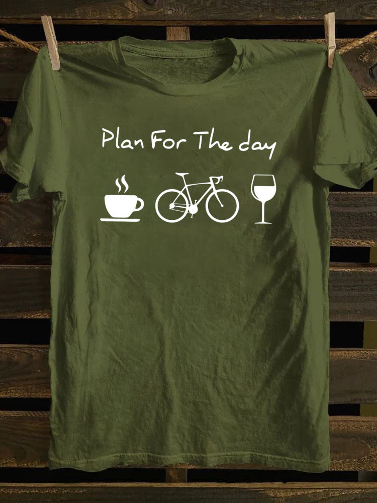 Plan For The Day Coffee Cycling Wine  T-Shirt