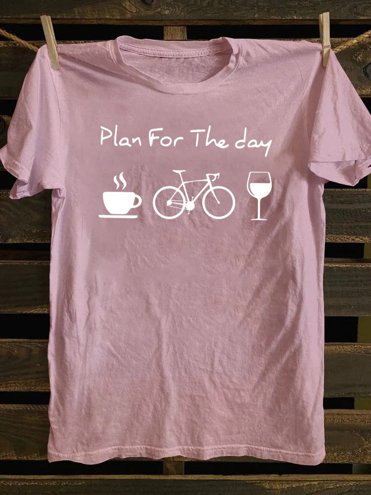 Plan For The Day Coffee Cycling Wine  T-Shirt