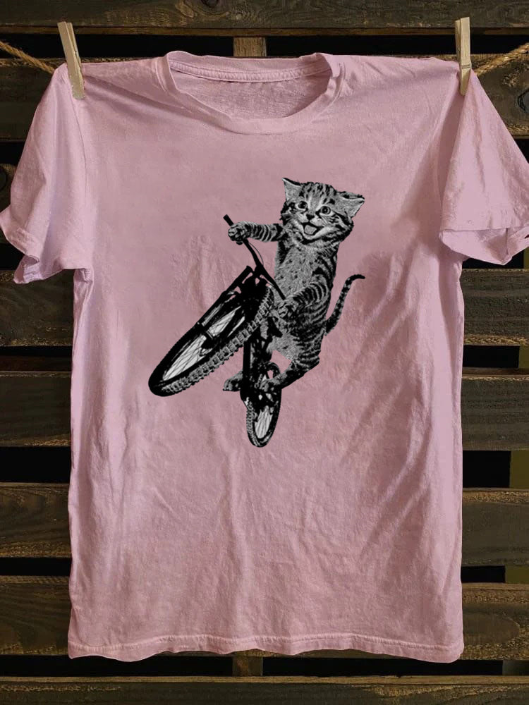 Cat Riding a Bicycle T-Shirt