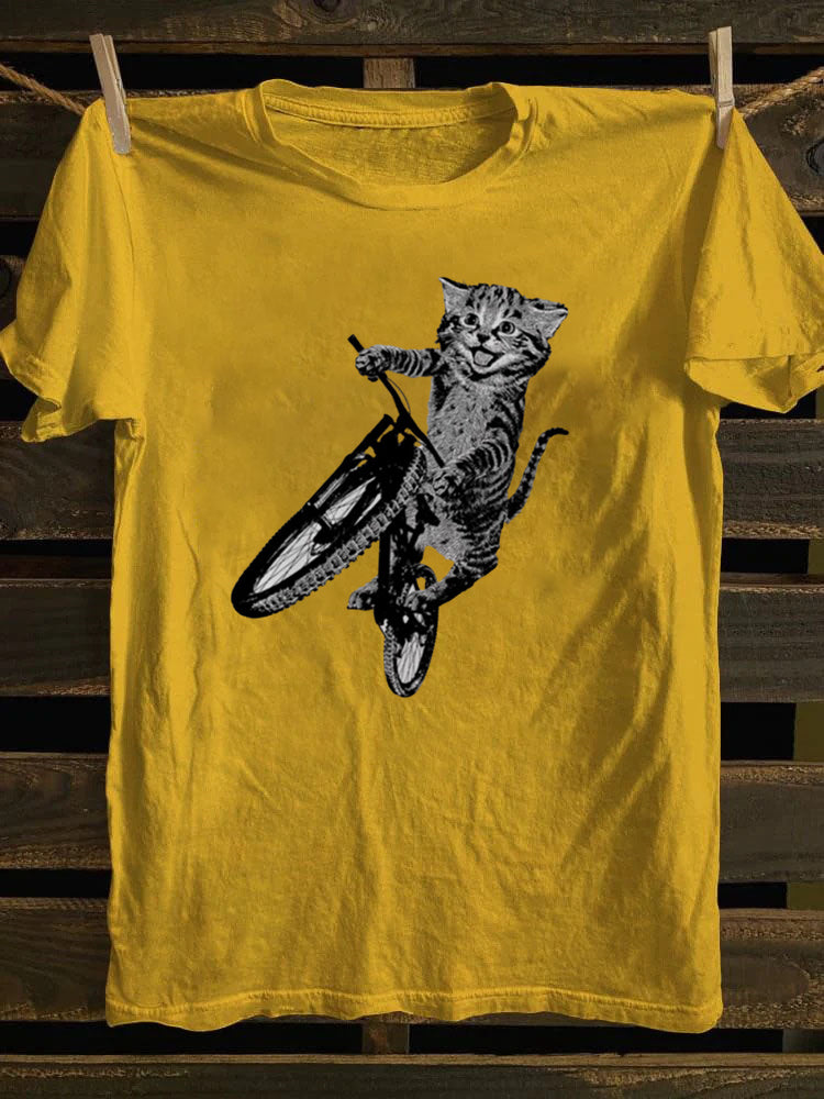 Cat Riding a Bicycle T-Shirt