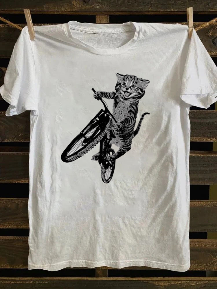 Cat Riding a Bicycle T-Shirt
