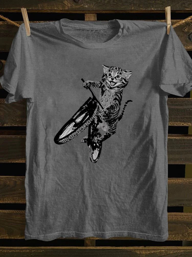 Cat Riding a Bicycle T-Shirt