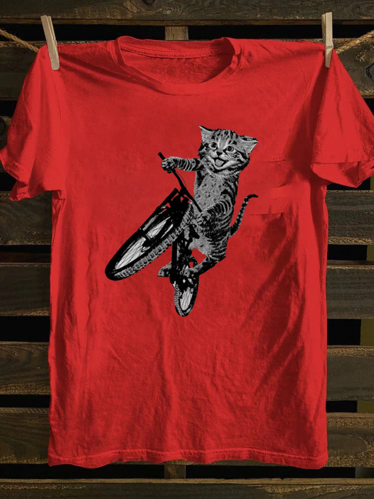 Cat Riding a Bicycle T-Shirt