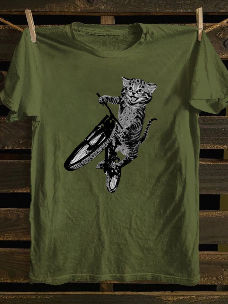 Cat Riding a Bicycle T-Shirt