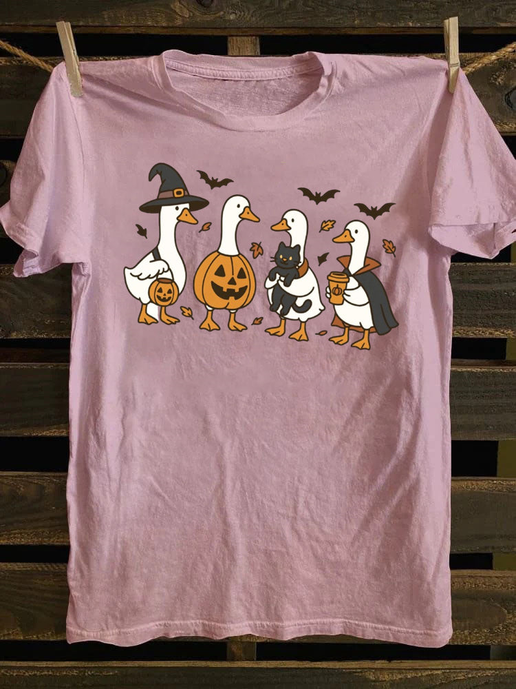 Halloween Ghost Pumpkin Spooky Silly Goose T-Shirt