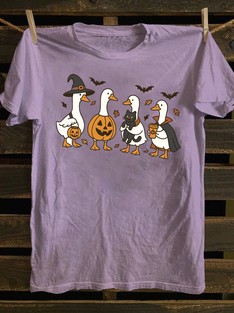 Halloween Ghost Pumpkin Spooky Silly Goose T-Shirt
