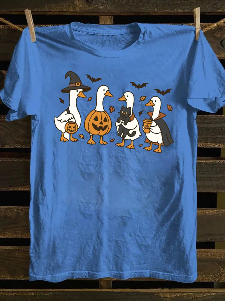Halloween Ghost Pumpkin Spooky Silly Goose T-Shirt
