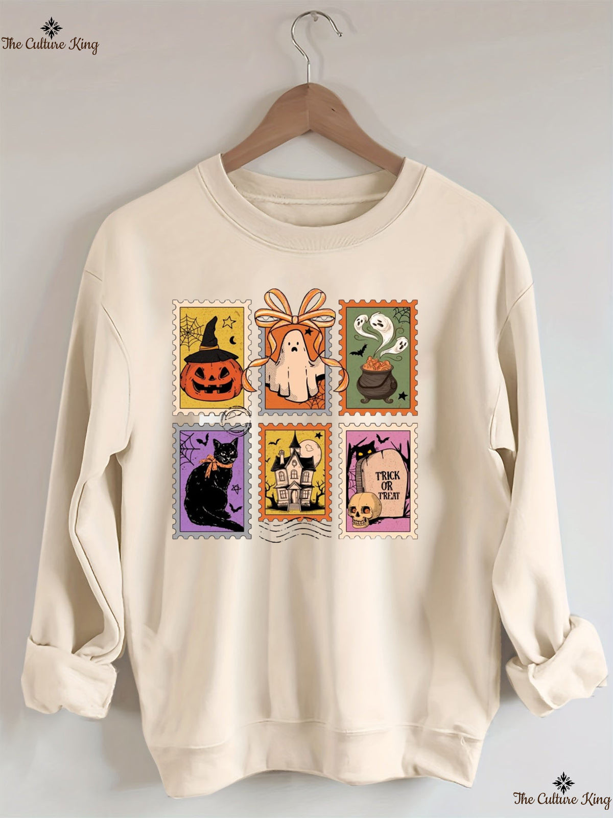 Retro Halloween Cat Ghost Sweatshirt
