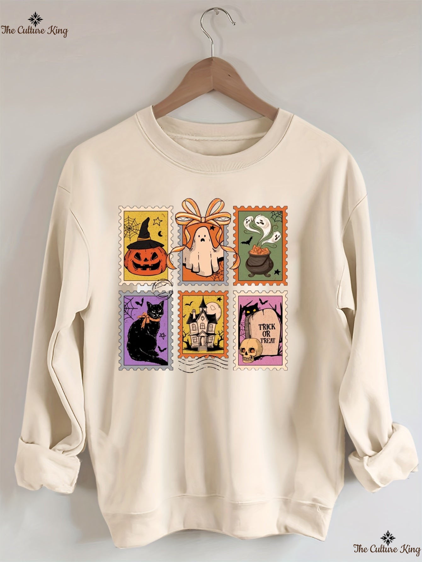 Retro Halloween Cat Ghost Sweatshirt