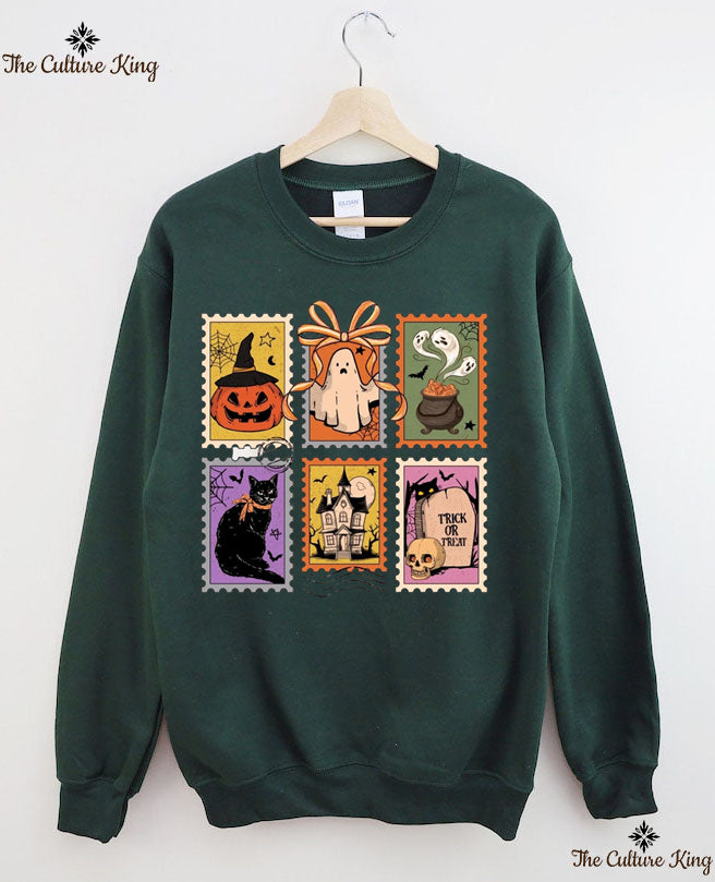 Retro Halloween Cat Ghost Sweatshirt