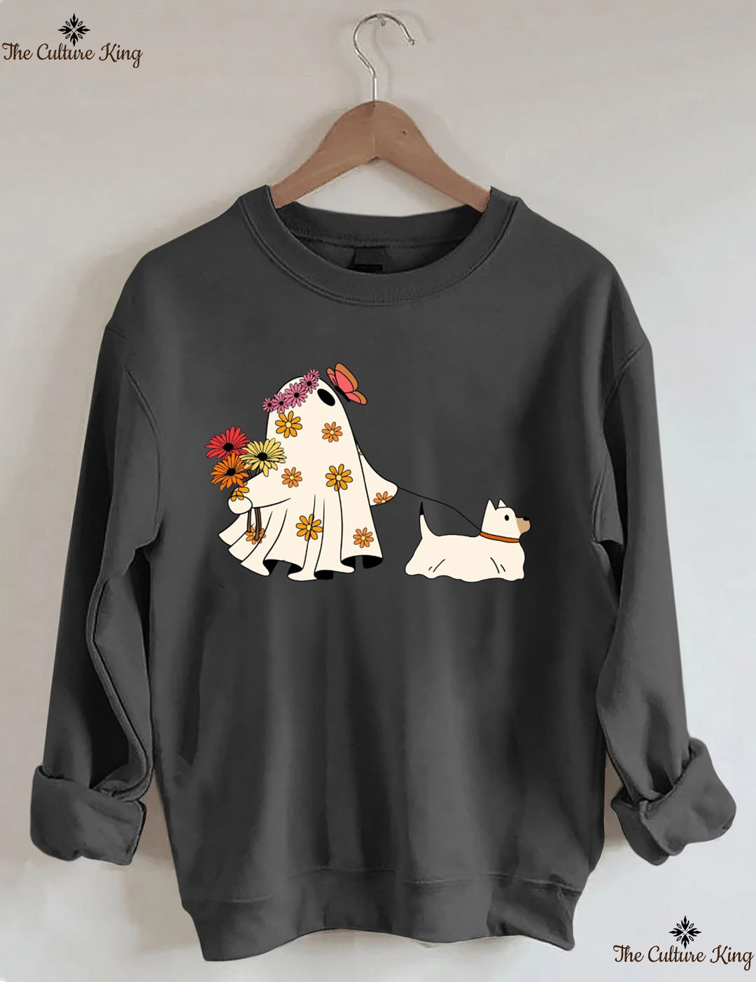 Ghost Walking Dog Halloween Sweatshirt