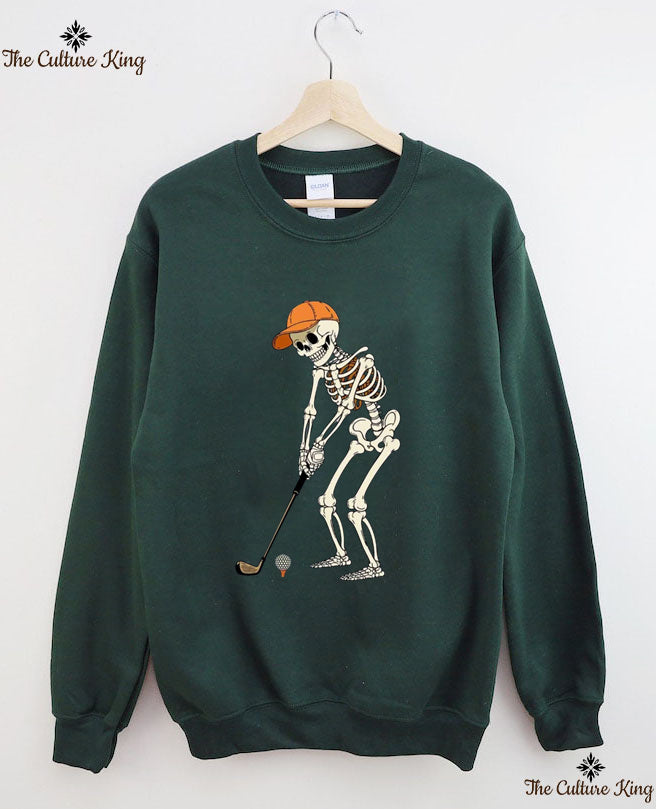 Skeleton Golfer Golf Halloween Sweatshirt