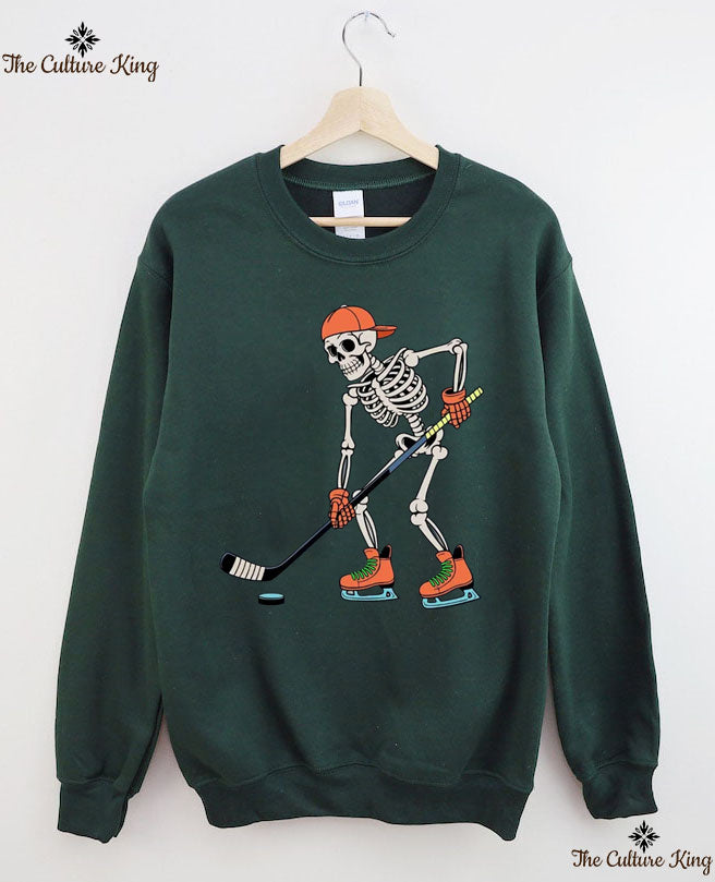 Skeleton Ice Hockey Halloween Sweatshirt