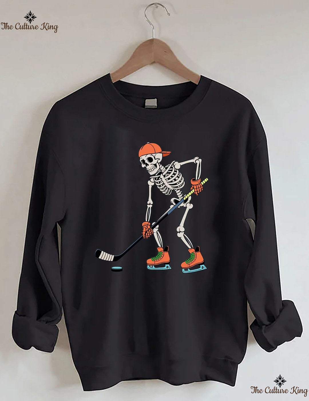 Skeleton Ice Hockey Halloween Sweatshirt