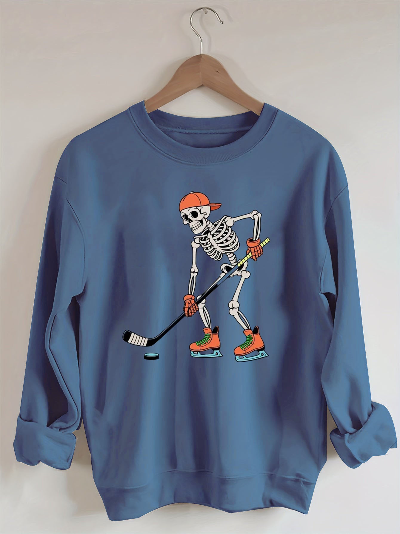Skeleton Ice Hockey Halloween Sweatshirt