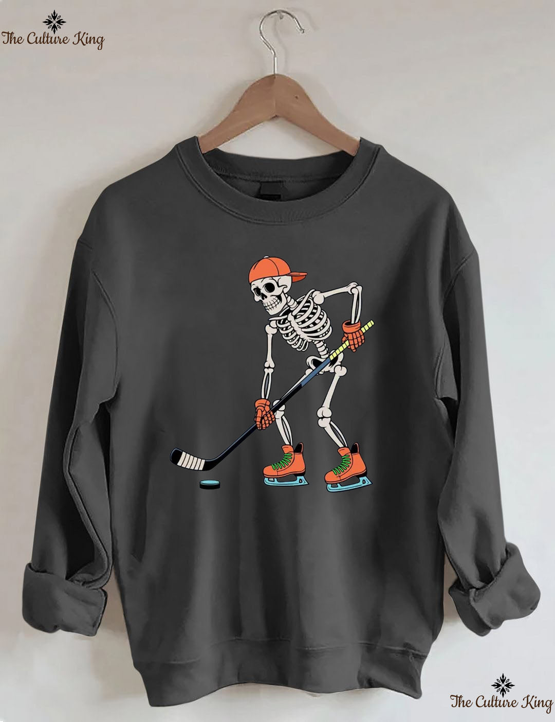Skeleton Ice Hockey Halloween Sweatshirt