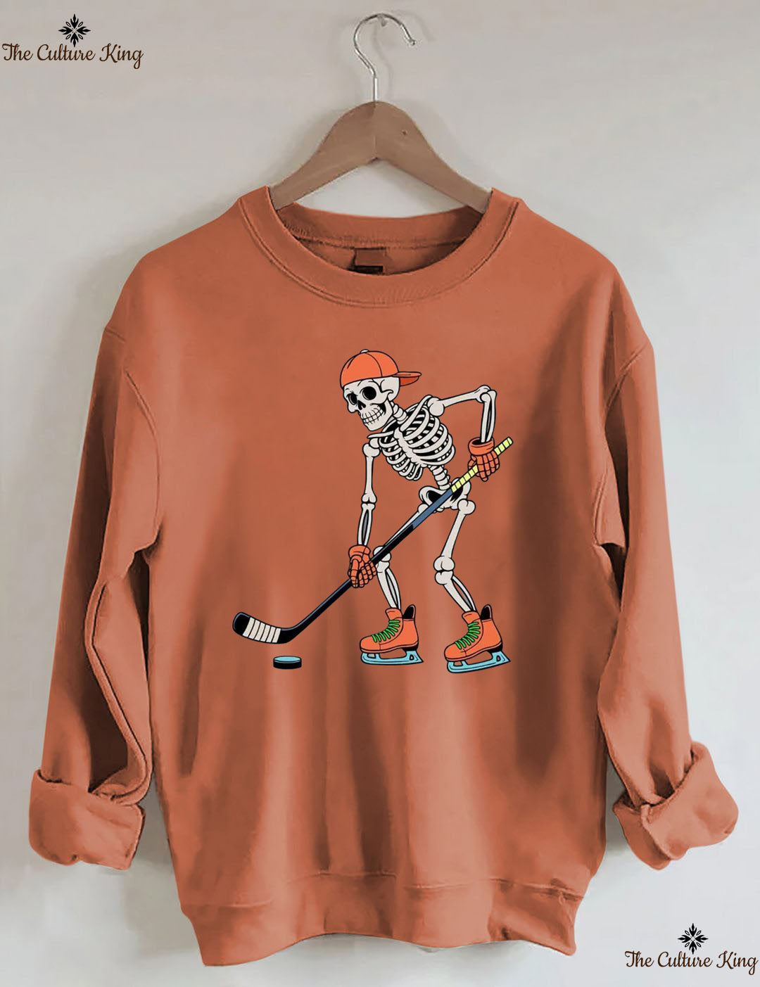 Skeleton Ice Hockey Halloween Sweatshirt