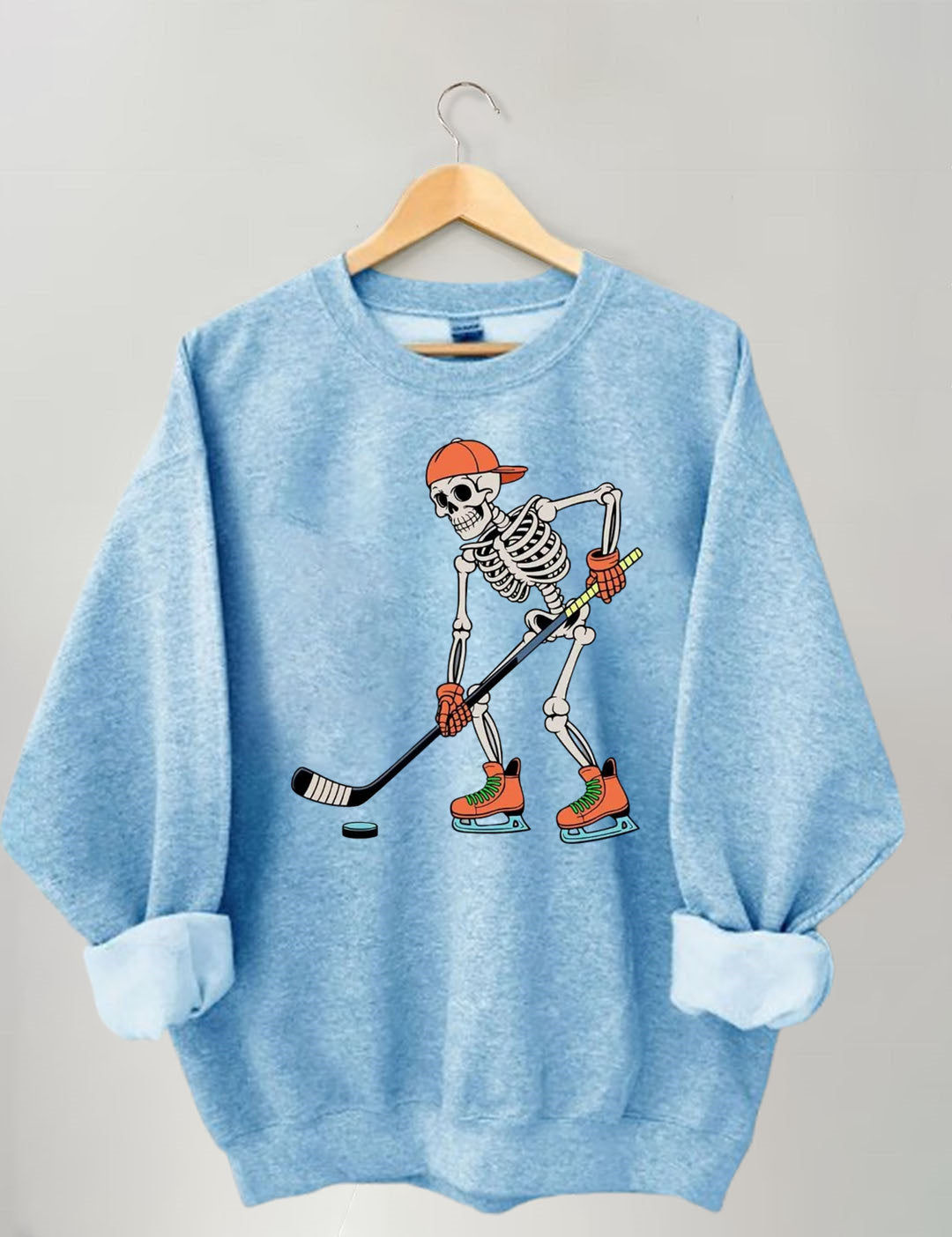 Skeleton Ice Hockey Halloween Sweatshirt
