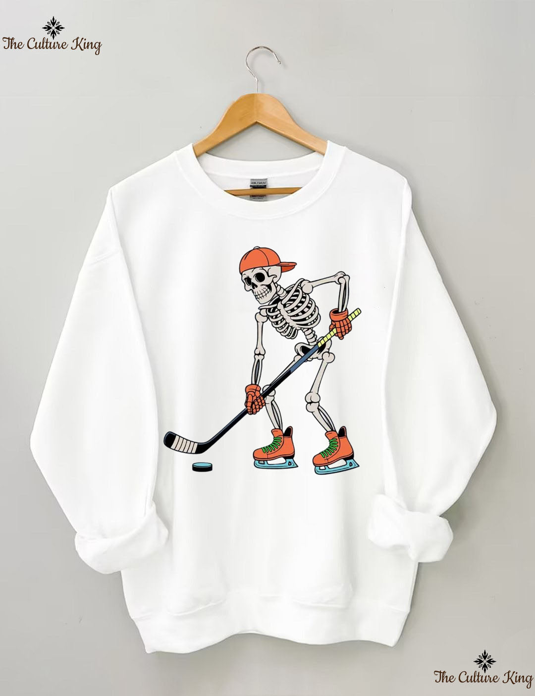 Skeleton Ice Hockey Halloween Sweatshirt