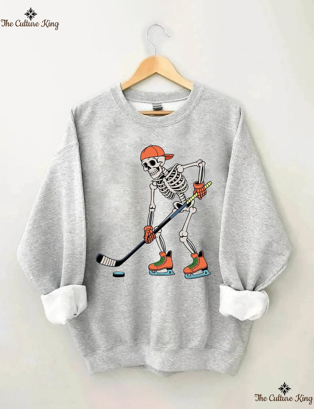 Skeleton Ice Hockey Halloween Sweatshirt
