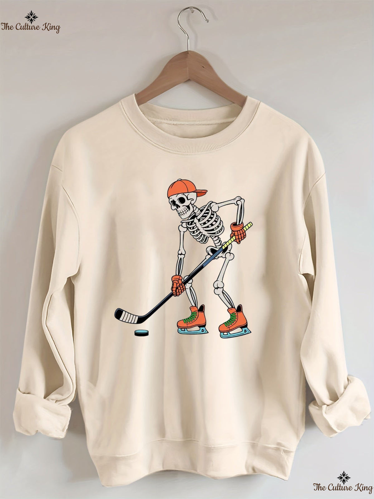Skeleton Ice Hockey Halloween Sweatshirt