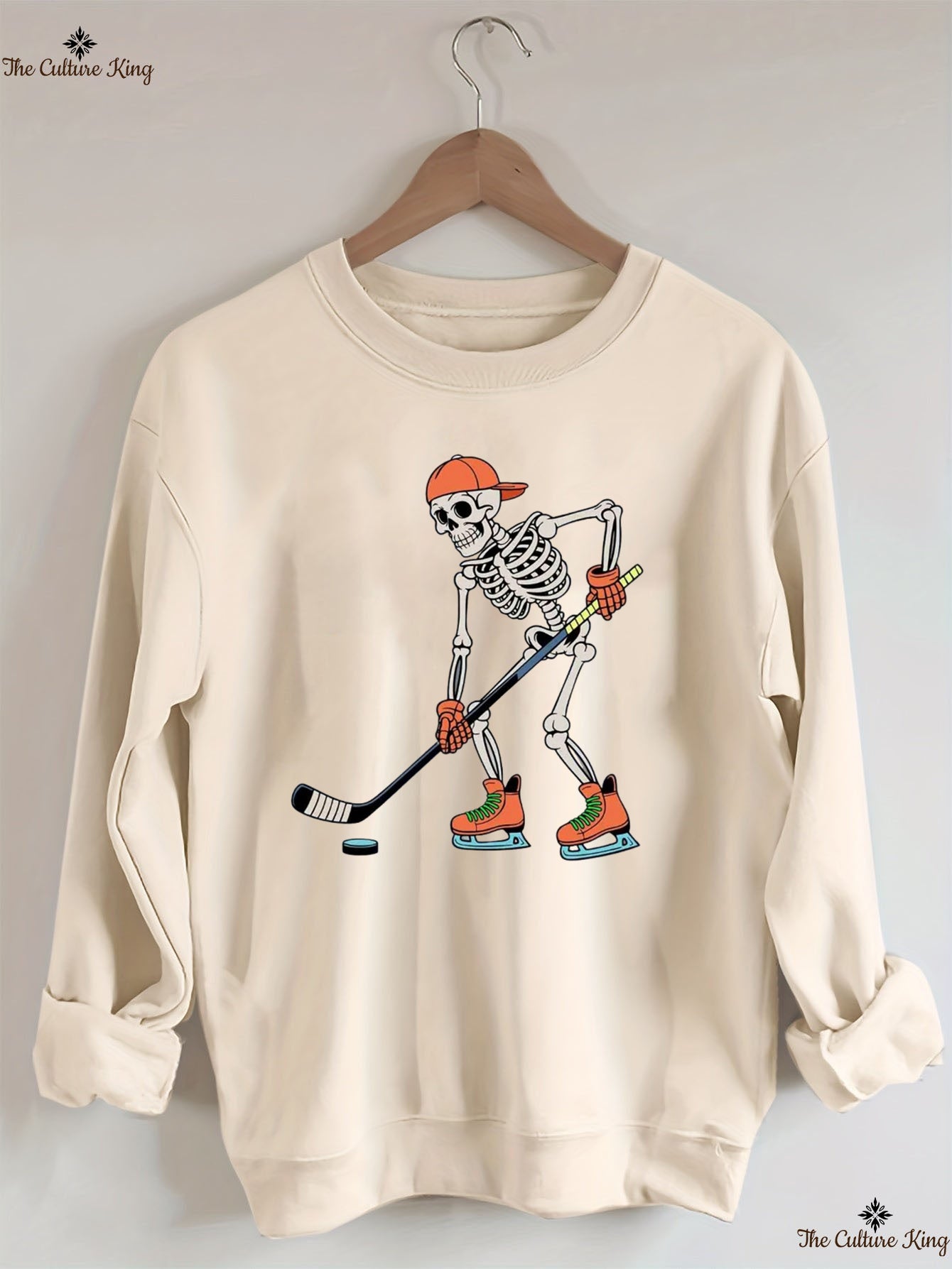 Skeleton Ice Hockey Halloween Sweatshirt