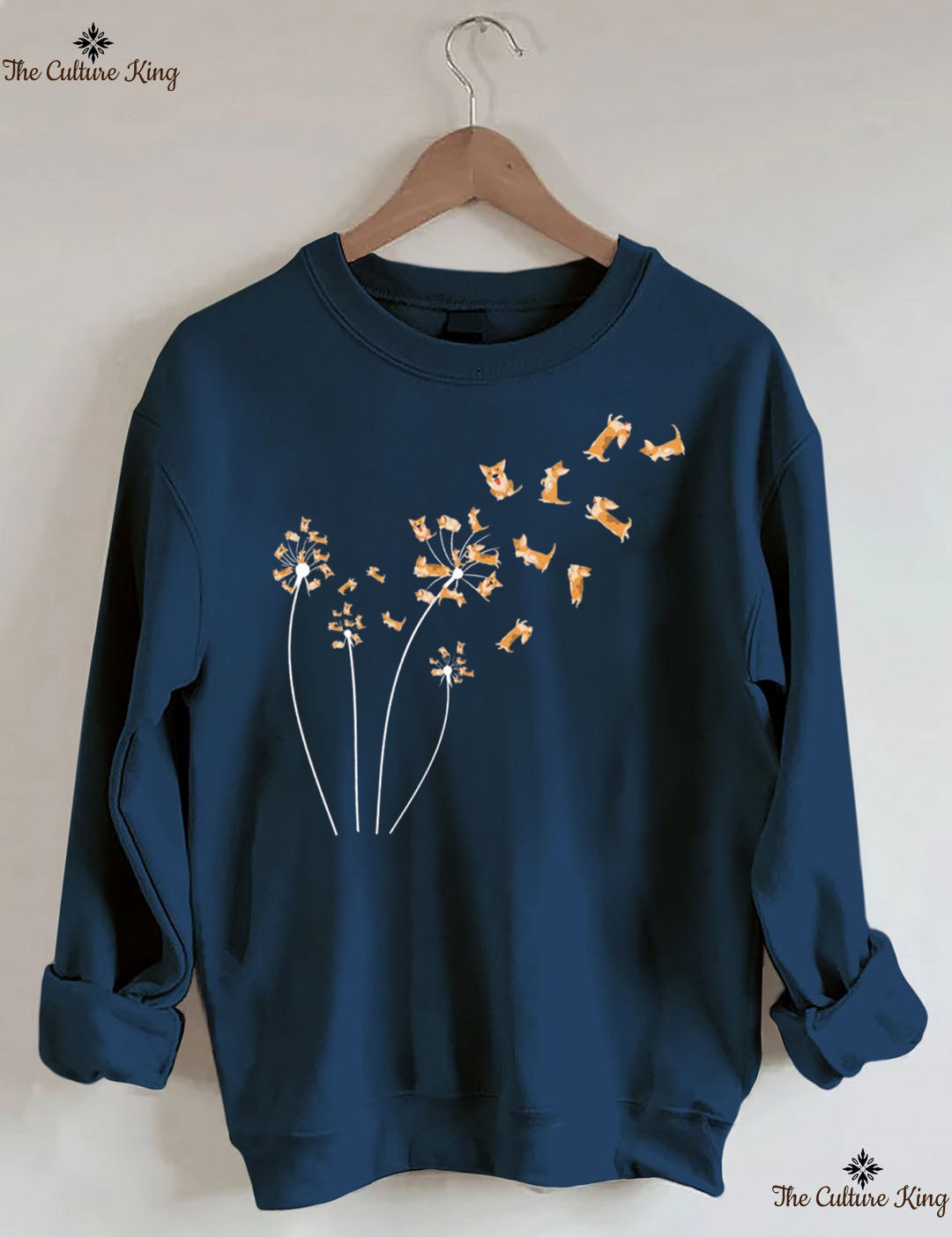 Dandelion Corgi Flower ， Dog Lovers Sweatshirt