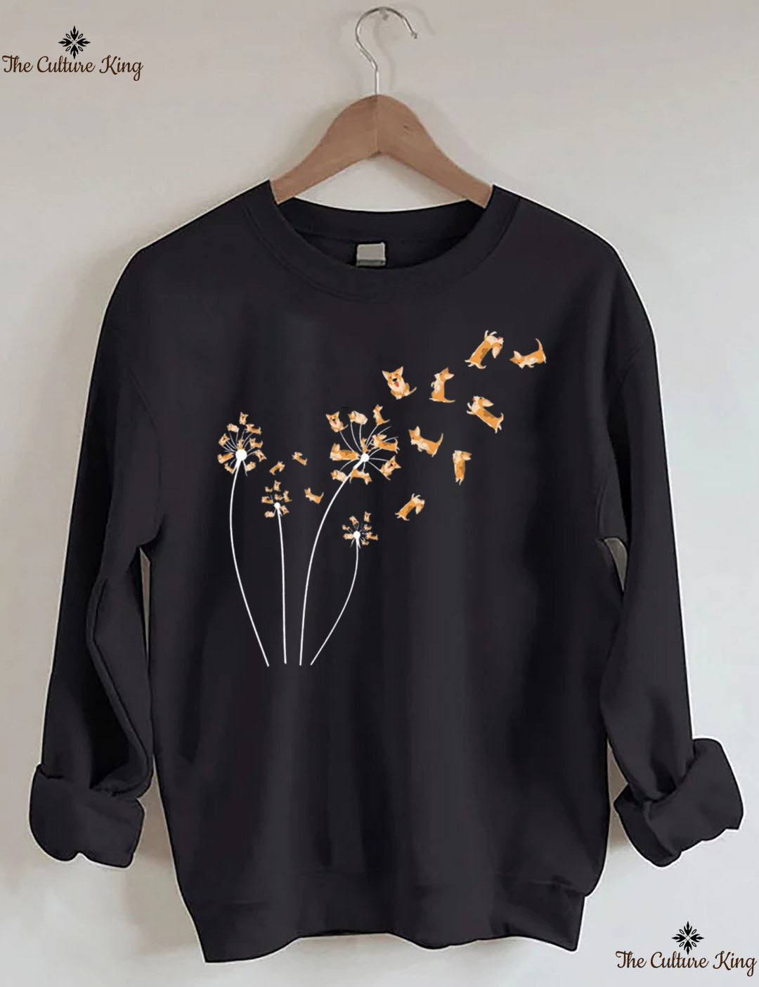 Dandelion Corgi Flower ， Dog Lovers Sweatshirt