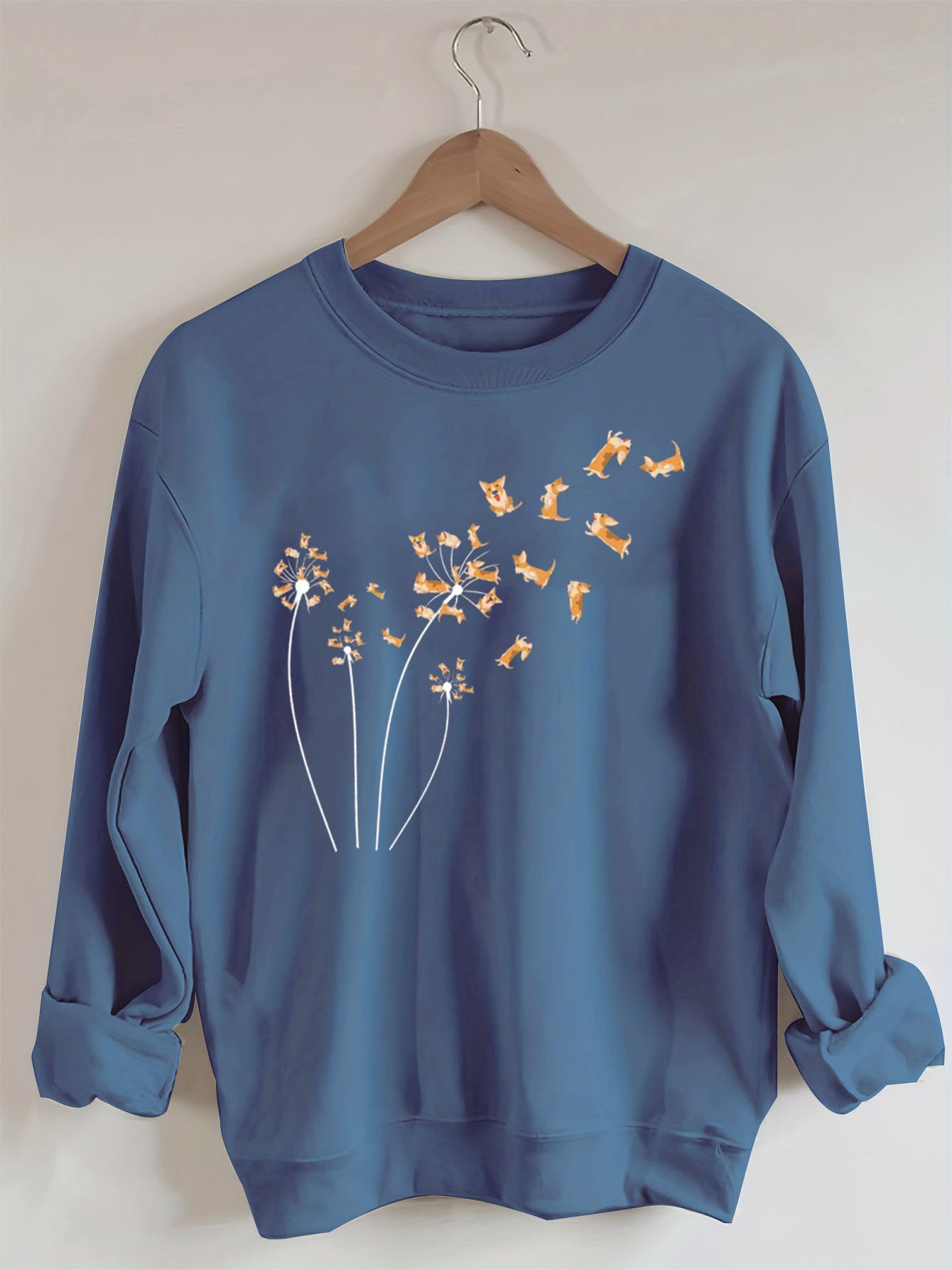 Dandelion Corgi Flower ， Dog Lovers Sweatshirt