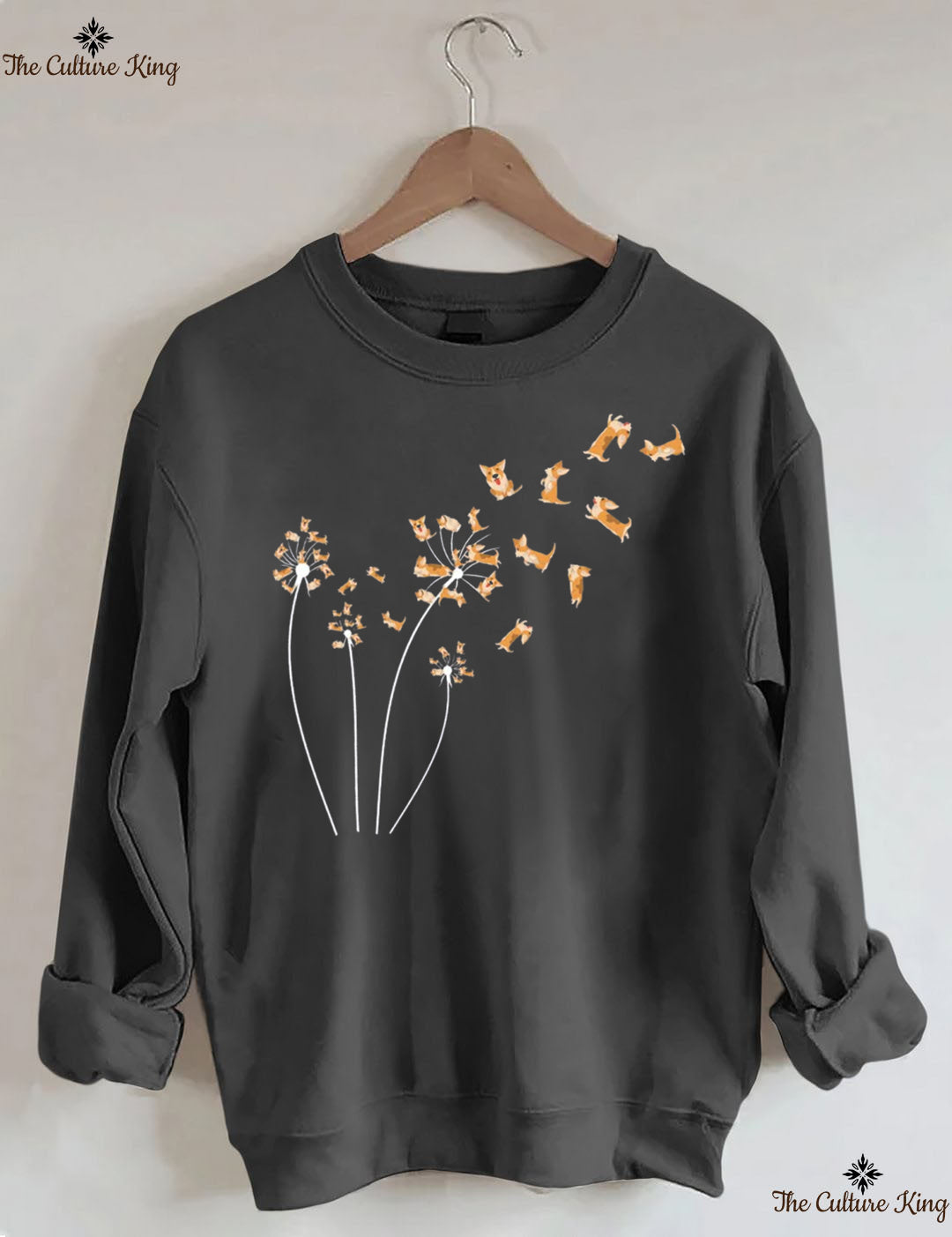 Dandelion Corgi Flower ， Dog Lovers Sweatshirt