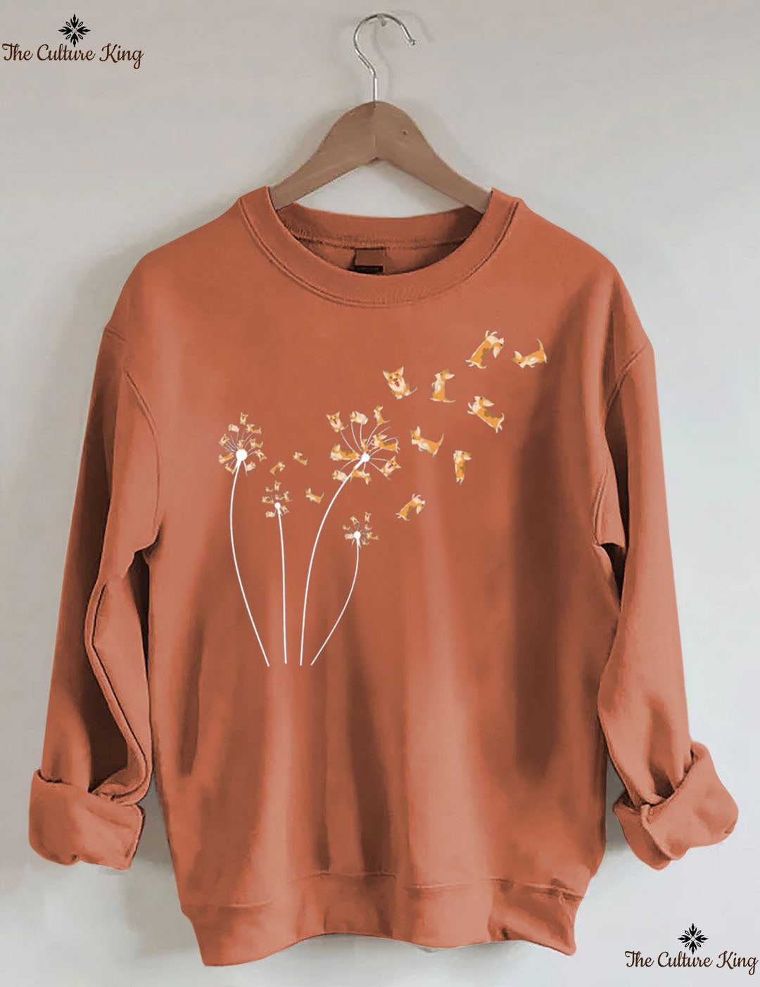 Dandelion Corgi Flower ， Dog Lovers Sweatshirt