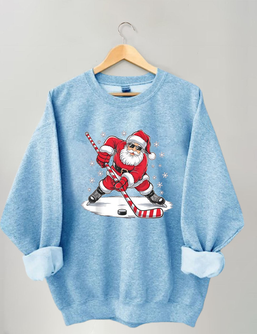 Santa Ice Hockey Christmas Sweatshirt