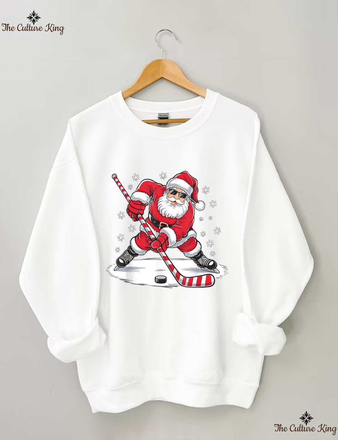 Santa Ice Hockey Christmas Sweatshirt