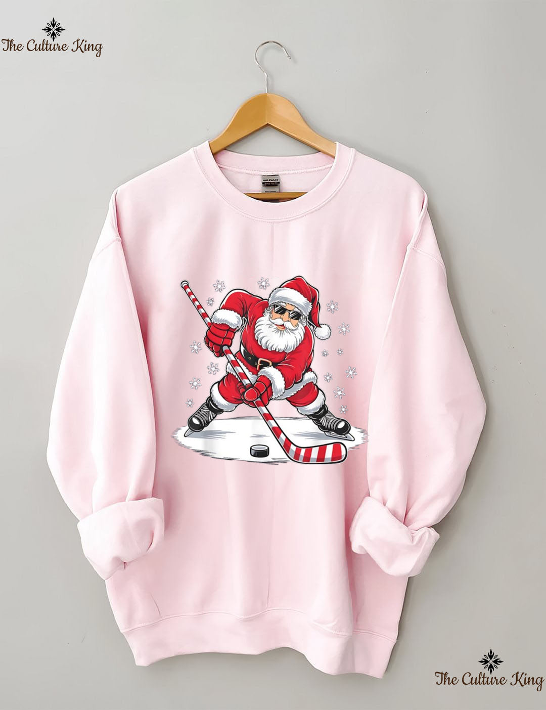 Santa Ice Hockey Christmas Sweatshirt